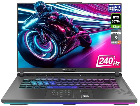 ASUS ROG Strix G16 Gaming Laptop, AMD Ryzen 9-9955HX, 32 GB DDR5 RAM, 1 TB PCIe SSD, 16 2.5K (2560x1600) Display, Nvidia G-Force RTX 5070Ti, Tastiera Chiclet retroilluminata RGB, W11 Pro, Grigio