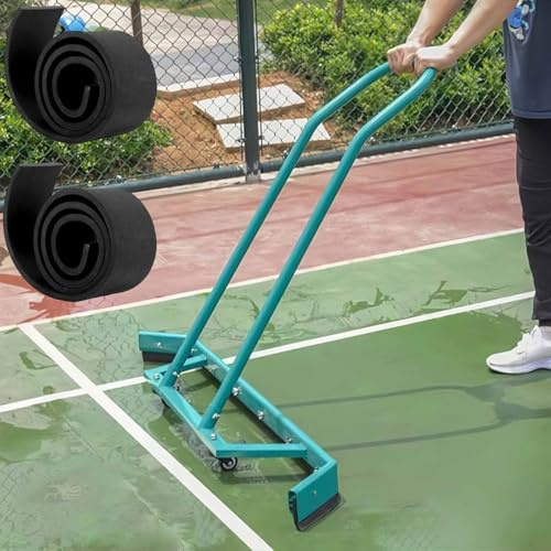 Floor Squeegee, Aluminium Alloy Sport Tennis Court Wiper with Wheels, Professional Squeegees Floor Water Remover with Additional 2 EVA Foam Blade, for Hard or Concrete Tile Floor, Green