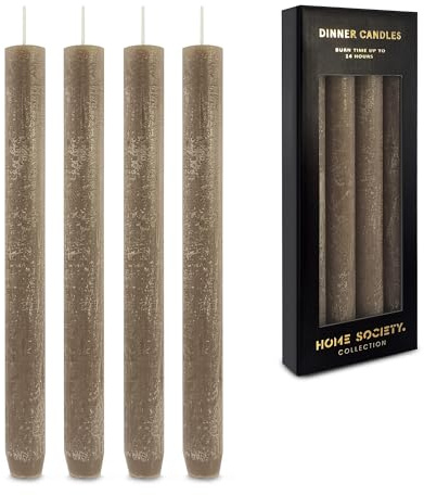 Rustic - Set di 4 candele a bastoncino, tortora, candele a punta e candele di Natale in cera naturale, non profumate, colorate, ideali come candele dell'Avvento per portacandele e decorazioni da