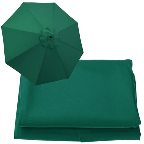 Auvent de rechange pour parasol de jardin, 6/8 baleines, 200 cm-300 cm, vert foncé, parfait pour patio, terrasse, plage, piscine, marché – Housse de parasol d'extérieur durable