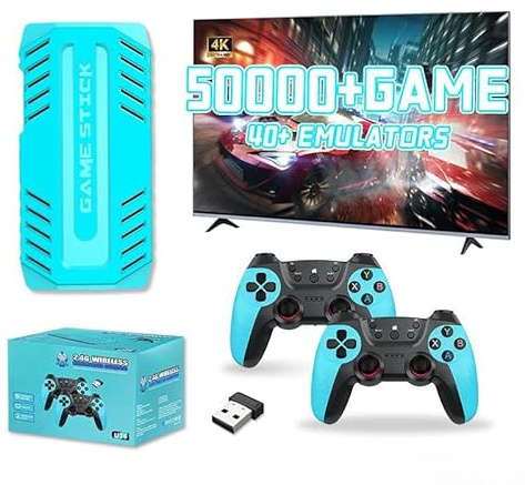 Console per videogiochi retrò U36, oltre 50.000 giochi e 40 emulatori, con doppio controller wireless 2.4G, Plug and Play 4K HD HDMI TV Game Stick (128 GB)