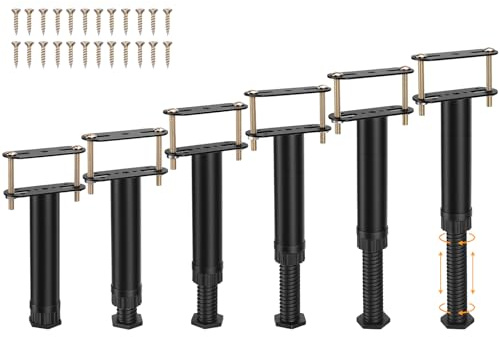 Yosoo Health Gear 6 Pièces Pieds de Meuble Reglable, Pieds de Table Pied de Lit, Pieds Meuble Salle de Bain, Pieds de Meubles pour Meuble TV, Canapé, Chaise, Salle de Bain (18-32cm)