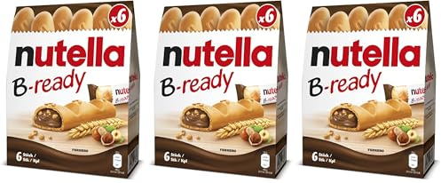 Nutella B-ready T6 Cialda di Pane Ripiena di Cioccolato - 6 Pezzi (Paquete de 3)