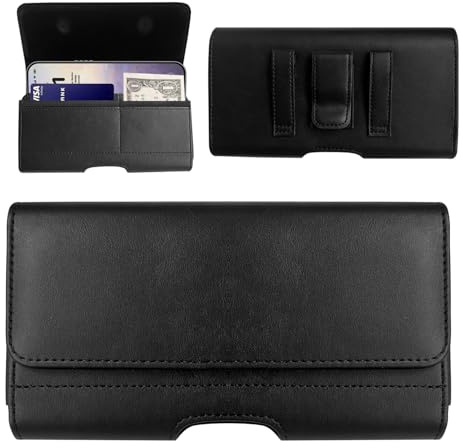 Handy Gürteltasche für iPhone 17 16 15 14 13 12 11 Pro, XR, 6.1 Magnetverschluss Handyholster mit ID-Kartenhalter Tasche PU Leder Herren Handytasche Gürtel für iPhone 17 Pro (Passt mit Dünner Hülle)