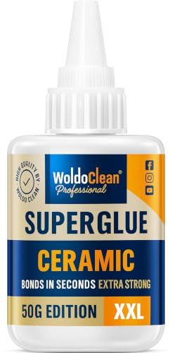 WoldoClean Sekundenkleber für Porzellan & Keramik 50g | Spülmaschinenfest & Lebensmittelecht, für Tassen, Vasen, Steingut & Figuren