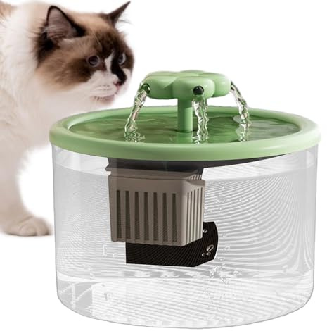 Fontana per Gatti - Dispenser Acqua Animali | Cascata Di Fiori, con Finestre Prospettiche, Automatico Gatto Acciaio con Pompa Ultra Silenziosa, Ultra Silenziosa,Finestra Led, Di F