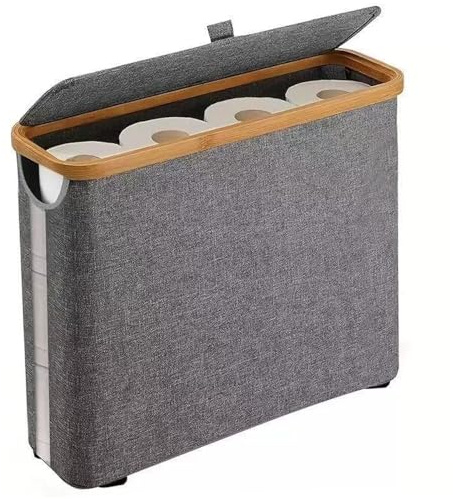 Takingup Contenitore per Carta igienica con Coperchio 17, 7x13, 8x5, 9 Pollici Contenitore Impermeabile per Carta igienica per autoportante con Cornice in bambù e Finestra - Bagno