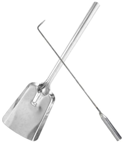 Abaodam Set D'outils pour Cheminée 2 Pièces Pelle et Tisonnier en Acier 45 Résistant Contrôle Feu Usage Polyvalent pour Foyer et Camping