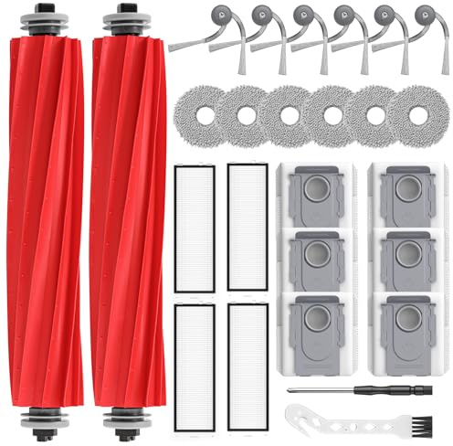 26PCS QV 35A Accessories, QV 35S Replacement Kit for Roborock QV 35S/QV 35A | QR 598/QR 798 Robot Vacuum Cleaner, 2*Main Brush, 6*Side Brush, 4*Hepa Filters, 6*Mop Pads, 6*Dust Bag, 2*Tools