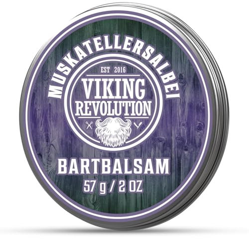 Viking Revolution - Beard Balm - Natural Beard Balm For Men With Argan & Jojoba Oils- Styles, Strengthens & Softens - Beard Wax - Gifts For Men - Clary Sage - 57 g