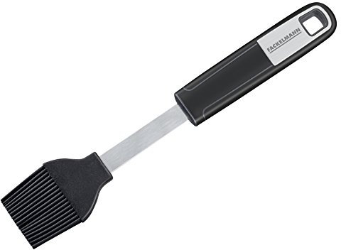 Fackelmann Backpinsel 24 cm SENSE, praktisch für beschichtete Koch-, Backutensilien, Bratpinsel mit rutschfestem Soft-Touch-Griff (Farbe: Silber/Schwarz), Menge: 1 Stück