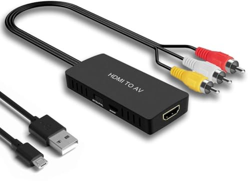 Dingsun HDMI to RCA Converter for Old TV Adapter, HDMI to Composite Converter Compatible Roku, Chromecast, PC, Laptop, Xbox, STB, VHS, VCR, DVD, Blu-Ray Player, Android TV Box, ect.