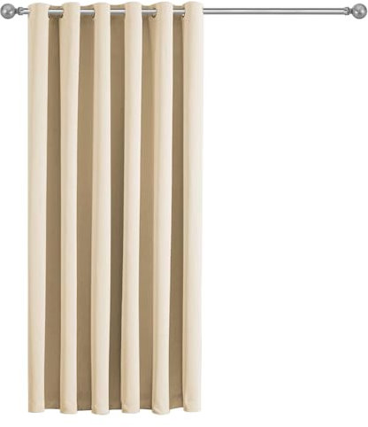 Imperial Rooms Eyelet Blackout Curtains for Living Room 66x84 Inch Cream Curtains for Bedroom Energy Saving Door Curtain One Panel with Tieback