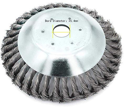 Buwico Wildkraut Fugenbürste Unkrautbürste, 6/8 Zoll Rotary Weed Brush, Stahldraht Unkrautscherkopf, Joint Twist Disc Stahldraht Zopf-Kegelbürste, Durchmesser 150mm/200mm, Innenloch 25.4mm (8 Zoll)
