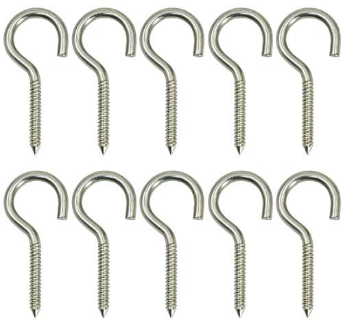 Drenky 10 Stück Cup Schraubhaken Deckenhaken M6 X 90 Deckenhaken Schwerlast Ringschraube Hakenschraube Schraubhaken Edelstahl Mit Holzgewinde Gemacht Aus Edelstahl A2 (AISI 304) Für DIY-Projekt