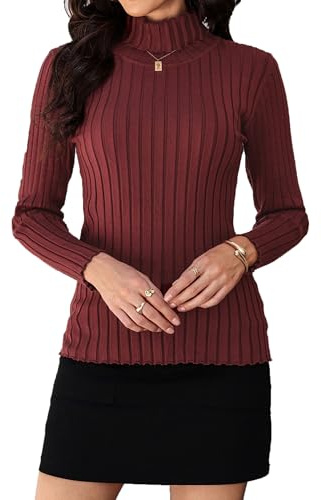 Gyabnw Womens Jumpers Elegant Roll Neck Long Sleeve Sweater Casual Knit Tops Autumn Winter