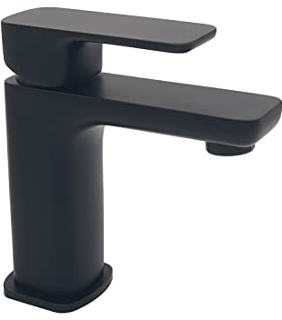 Aqua Bagno | Waschtischarmatur Einhebelmischer in Schwarz Matt, Wasserhahn | EHM aus Messing, ohne Ablaufgarnitur, Waschbecken Armatur