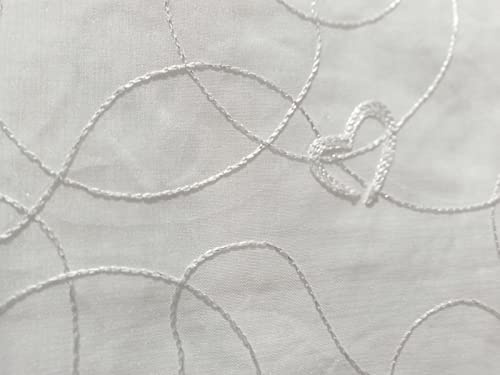 Home Tresor - Coppia Tende a Vetro | Tende per Interni Cucina, Cameretta, Soggiorno | Mod. Kiretta B3 Semitrasparente Base Bianca (60x150 cm, Cuori Bianchi)