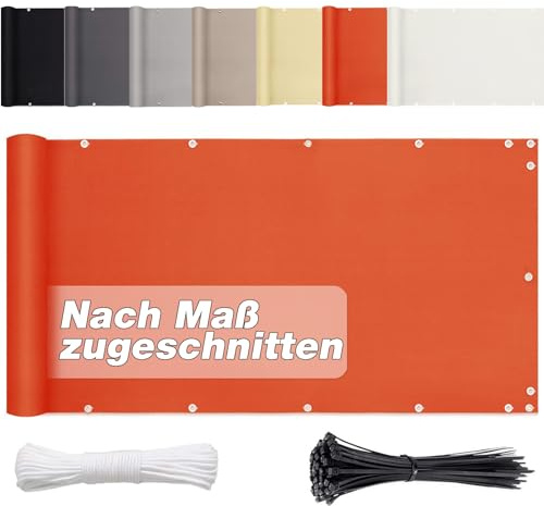Aiyaoo BalkonSichtschutz Kunststoff 90 x900cm- Balkonumrandung Sichtschutz Uv-Schutz, Wasserabweisend Sonnenschutz, für den Gartenzaun oder Balkon - Orange