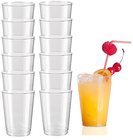 HOMESHOPA Clear Plastic Tumblers, 12 Pack 8oz Reusable Plastic Cups, Sturdy Stackable Drinking Glasses, Transparent Party Glasses for Wedding Anniversary, Birthday, Camping, Picnic