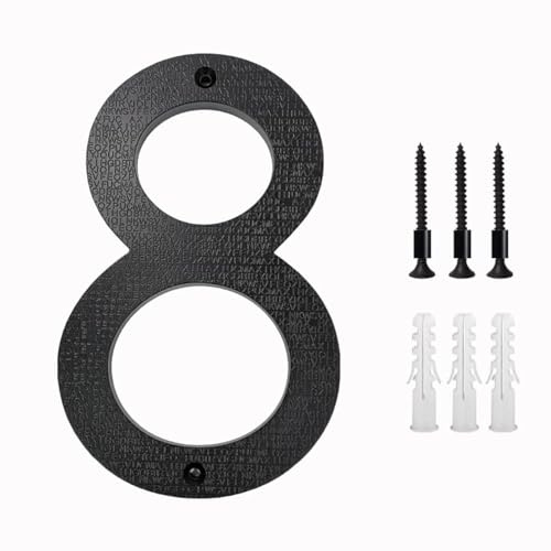 nanlyiau 3D Numero civico Mdoerne nero,Nero opaco materiale ABS,8in/20cm resistente alle intemperie e alla corrosione (black ABS 8in8)