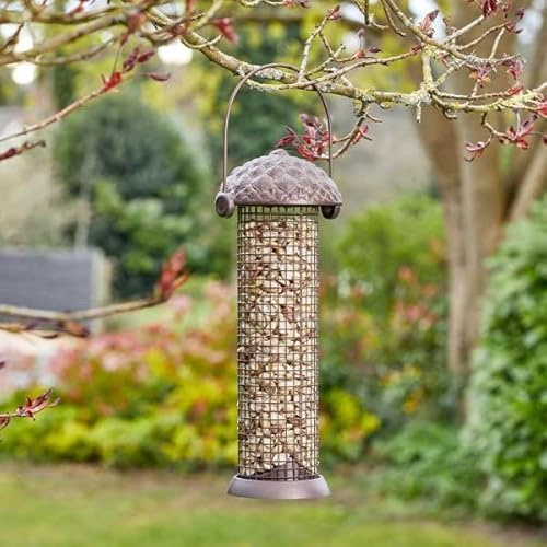 Garden Mile Vogelfutterspender für Eicheln, einzigartiges Design und langlebige Erdnuss-Futterspender für Vögel, Metallgitter, Erdnuss-Vogelfutterstation, perfekt für Garten, Terrasse, Outdoor,