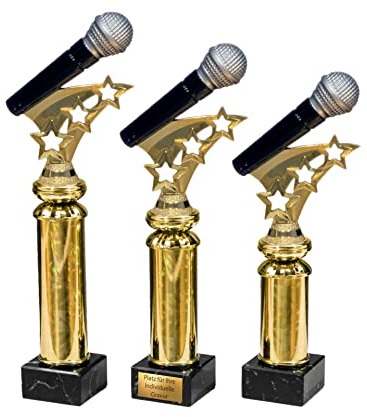 eberin · Mikrofon Pokal · Pokal Gesang · Mikrofon als Pokal · Musik Trophäe · Künstler Pokal · Musik · Musikschule · Singen · Ehrenpreis · Pokal · Trophäe · Award · Gravur · 3 Größen