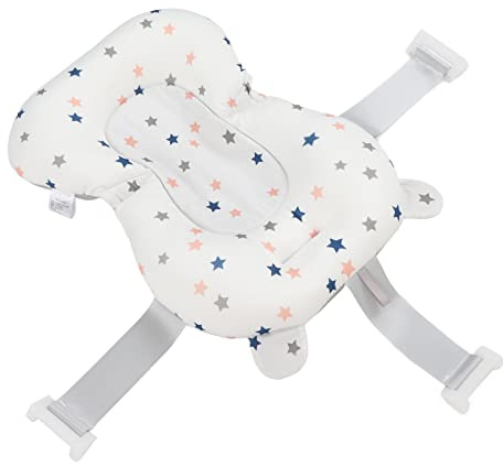 Asiento de Bañera, Fijación de Cojín de Asiento de Bañera para bebé en un Gran Espacio, Flotando para el Baño de los Niños Pequeños (Estrellas Blancas)