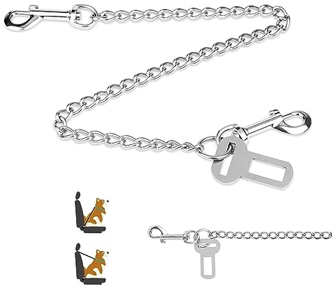 EFUTURETIME Attache Ceinture Securite Chien Voiture Harnais 65cm, Laisse Chien Voiture Anti-Morsure en Acier Inoxydable 3 en 1 pour Les Boucle de Ceinture de Sécurité, Les Coffre et ISOFIX