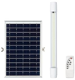 JANDEI - LED-Röhre, 50 cm, Solarpanel, 5 m Kabel, 50 W, 800 Lumen, Kaltweiß, 6000 K, Halterungen und Fernbedienung im Lieferumfang enthalten