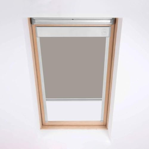 Classic Roof Blinds for Keylite Roof Windows - Blackout Blind - Light Grey -Silver Aluminium Frame (P08F (Visible Size 960 X 1187))