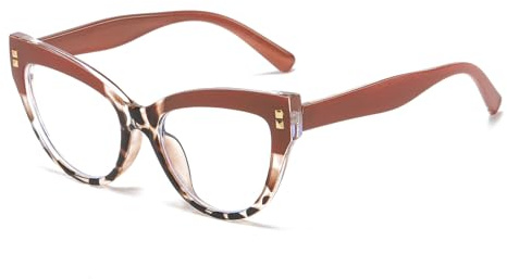 LJCZKA Retro Blaulichtfilter Brille Katzenaugen Damen，Vintage Moda Ohne Sehstärke Damen Groß Pc Gaming