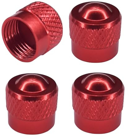 cyclingcolors 4X Bouchon de Valve Capuchon Aluminium Schrader Pneu pour vélo Cycle Moto Auto Voiture Quad Trottinette, Rouge