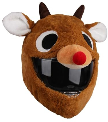 Ronyme Housse de Casque Moto Hivernale, Housse de Protection Chaude en Peluche, Design Amusant avec Motif Animal Mignon, Étui de Casque Universelle, pour Équitation en Saison Froide, Wapiti Brun