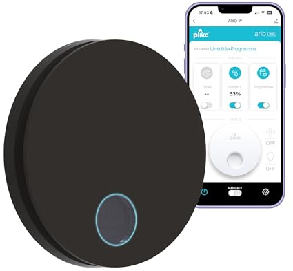 WLAN-Wandsauger mit axialer Absaugung der Serie Ario W mit Feuchtigkeitssensor und Timer - 100% Made in Italy (Durchmesser 150 cm, Schwarz)