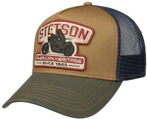 Stetson Biker Trucker Cap - Größenverstellbar - Mehrfarbige Mütze - Meshcap-Design - Stoffcap für Herren - Kollektion Frühjahr/Sommer blau One Size