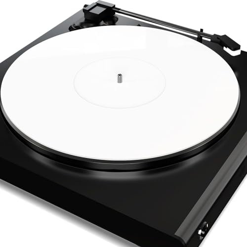 Tapis de Platine Vinyle, Tapis de Glissement en Vinyle pour Plateau de Tourne-Disque en Acrylique, Tapis de Plateau de Disque, qualité des Basses Plus Serrées (Blanche)