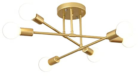F Fityle Stilvolle Deckenlampe mit elegantem Messing-Finish, 6-flammig, Anthrazit