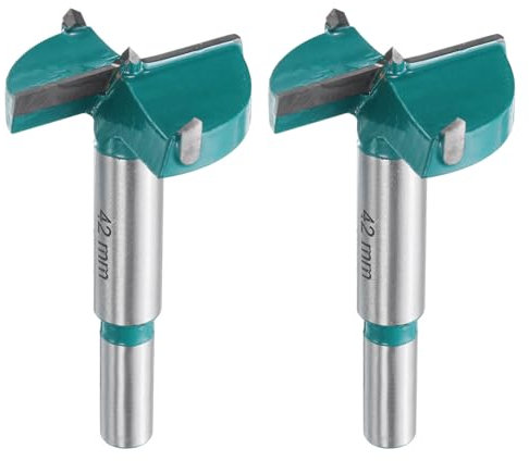 QUARKZMAN 2 Stück Forstner-Bohrer 1-21/32 (42mm) Hartmetall-Holzbohrer Lochöffner Cutter für Scharnierbohrungen Holzbearbeitung, Grün