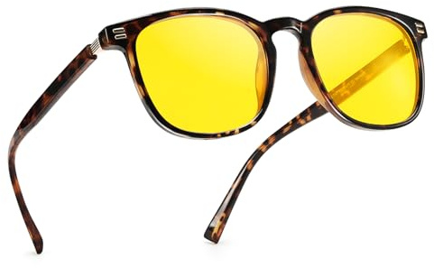 TJUTR Nachtsichtbrille für Damen, Nachtfahrten, blendfreie Brille, gelbe polarisierte Gläser, reduzieren Scheinwerferblendung