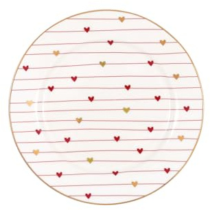 GreenGate Teller KLEIN Grace Weiß mit Herzen in Rot und Gold 15 cm Dessertteller