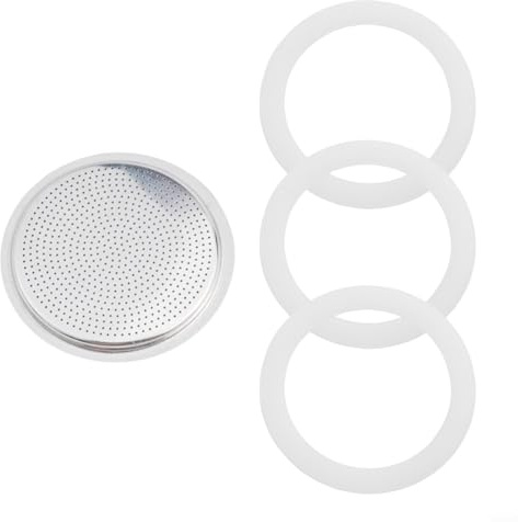 3 joints en silicone avec filtre en acier inoxydable pour cafetière expresso (12 tasses)