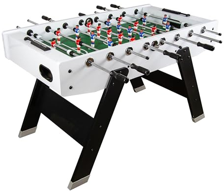 leomark Mesa de futbolín Grande - Edición Blanca - Dim: 140x76x85 cm Ideal para el hogar, recreación, para niños, Adolescentes y Adultos, Gran Fiesta