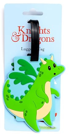 Kofferanhänger aus PVC - Drache, Kollektion Ritter & Drachen, Gepäckanhänger für Flugzeugstiefel. Puckator