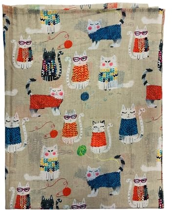 Walniverse Warmer Damenschal mit buntem Katzenmotiv, für Winter und Herbst, Geschenkidee für Frauen und Tierfreunde, 200x70 cm