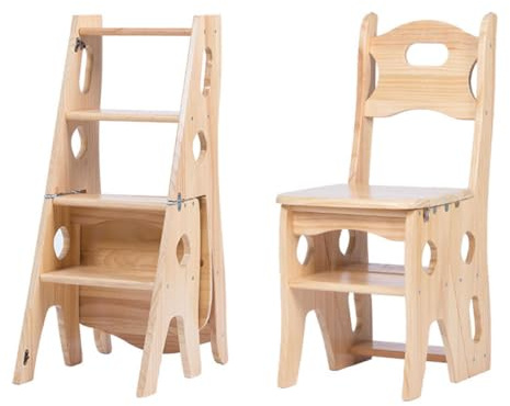 Chaise échelle pliable portable en bois, escabeau multifonctionnel, 4 marches