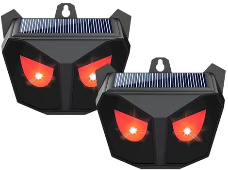 Lot de 2 répulsifs solaires pour chats - Répulsif à 360 ° pour animaux - Étanche IP65 et charge solaire - Dissuasif contre les taupes avec flash rouge - Utilisé pour effrayer les souris des champs,