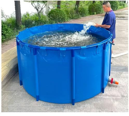 Zfmnoyev Circular Thickening Pool, PVC Canvas Pool Above Ground, Large Collapsible Frame Pool, Easy to Install, for Culture Agricultural Irrigation Water Storage Tank(1.5x0.8m-1400L)