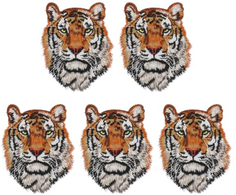 Sewroro 5st Tigerkopf-patch Patches Zum Nähen Von Tieren Dekorative Aufkleber Für Kleidung Gestickte Abzeichen Applikations-reparaturflicken Nähen Großer Jackenaufnäher Polyester