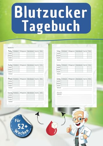Blutzucker Tagebuch - Tageweise Eintragung der Blutzuckerwerte für 52 Wochen: Kompaktes Format | Mit praktischer Wochenübersicht | Schickes Design - ideal als Geschenk